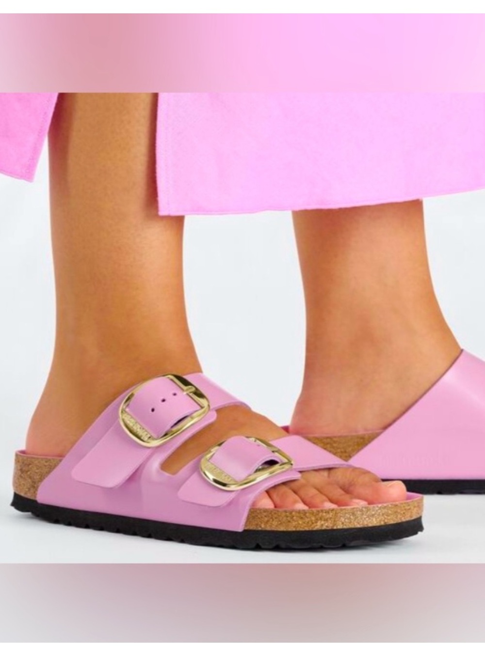 Birkenstock Arizona big buckle women size 6 pink Sandals with Gold Buckles